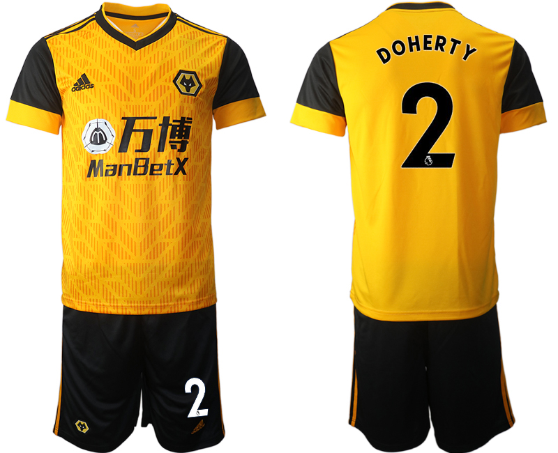 Men 2020-2021 club Wolverhampton Rangers home #2 yellow Soccer Jerseys